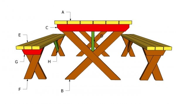Picnic Table Bench Plans | Free Outdoor Plans - DIY Shed, Wooden 