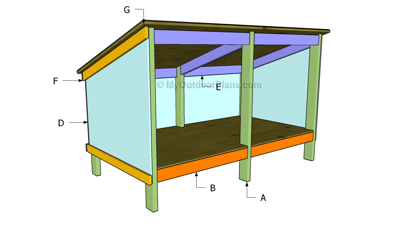 Cut 2×4 wood building a large dog house boards into.