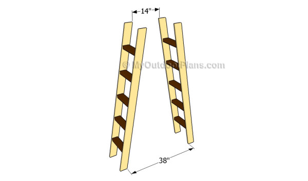Building the frame of the ladder shelves