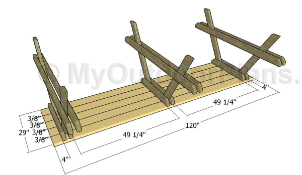 Building the frame of the picnic table