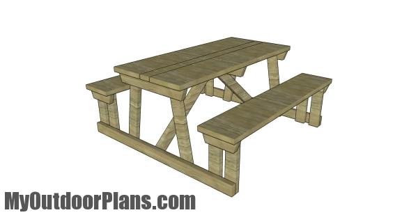 Outdoor table with benches plans