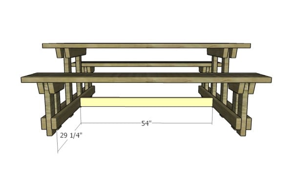 Picnic table with separate benches