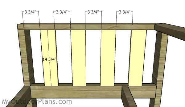 Fitting the slats to the sides of the couch