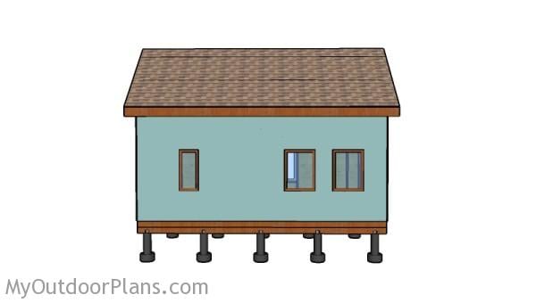 12x24 Tiny House with Loft Plans - Side view