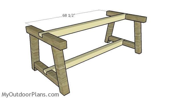 Assembling the frame of the farmhouse table