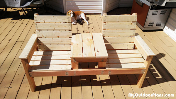 DIY Double Chair Bench Table | MyOutdoorPlans | Free 