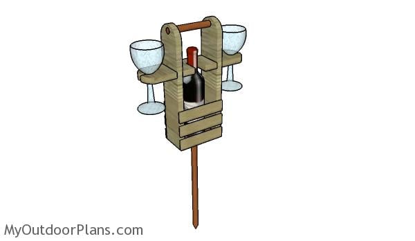 Outdoor Wine Caddy with Glass Supports