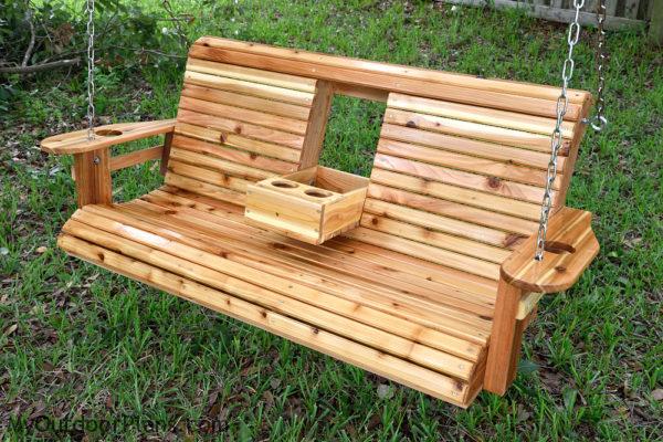 Porch swing with center console