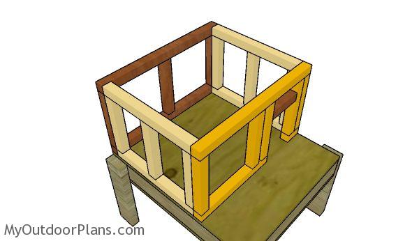 Assembling the frame of the cat house