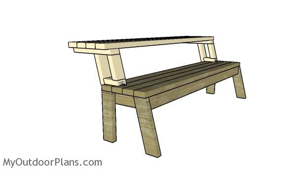 Assembling the picnic table benches