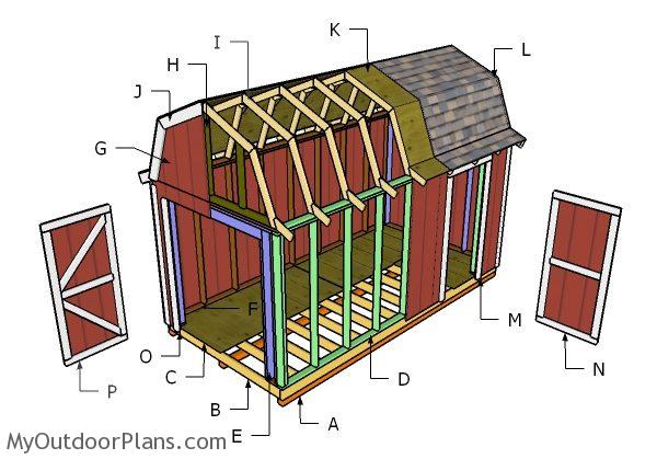 8x16 Gambrel Roof Plans | MyOutdoorPlans | Free 