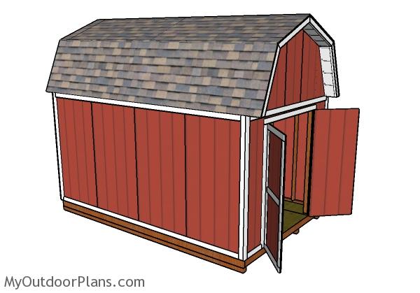 10x16 Gambrel Shed Plans - side view