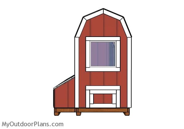 4x8 Barn chicken coop plans - Back view