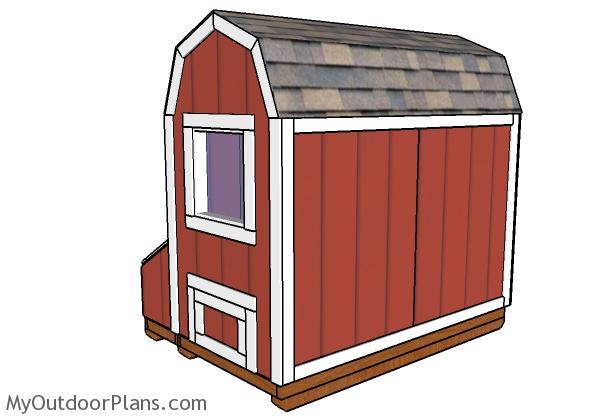 4x8 Barn chicken coop plans - Side view