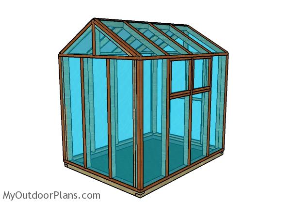 6x8 Greenhouse Plans - Back View