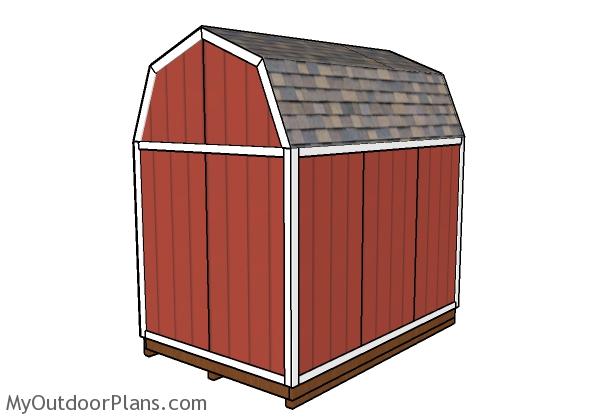 8x12 Gambrel shed plans - Back view