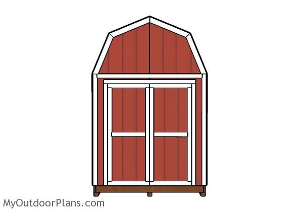8x12 Gambrel shed plans - Front view