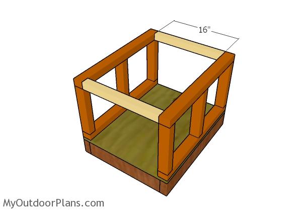 Assembling the dog house frame