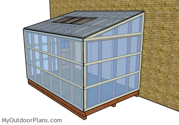 Attached greenhouse plans - Back view