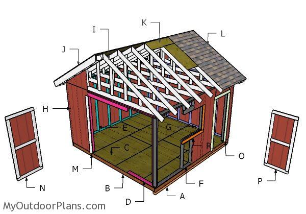 14x14 Gable Shed Roof Plans | MyOutdoorPlans | Free 