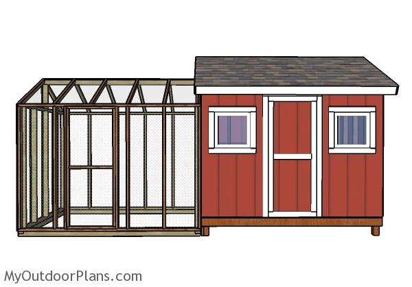 Large chicken coop plans - Front view