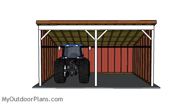 Tractor Shed Plans - Front view