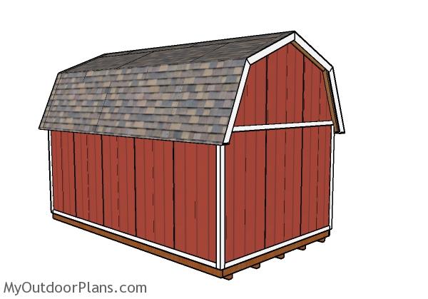 12x20 Gambrel Shed Plans - Back view