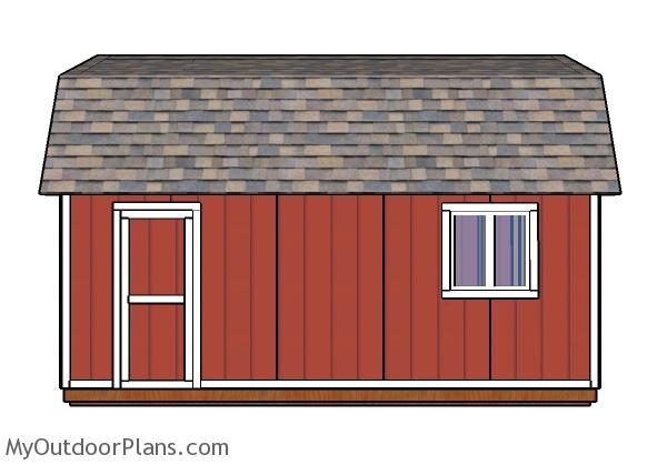 12x20 Gambrel Shed Plans - Side view
