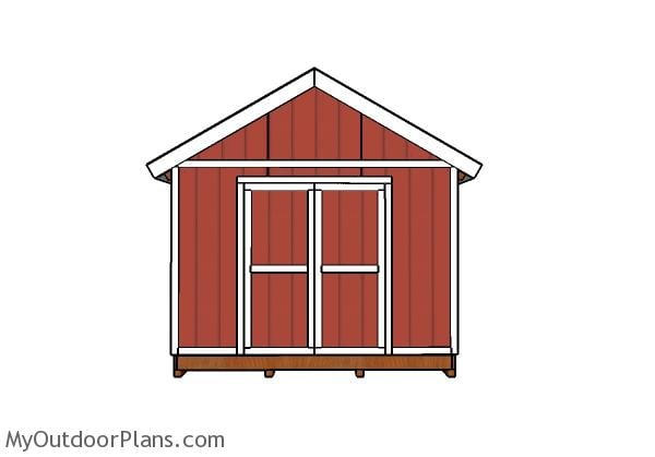 12x24 Shed Plans - Front view
