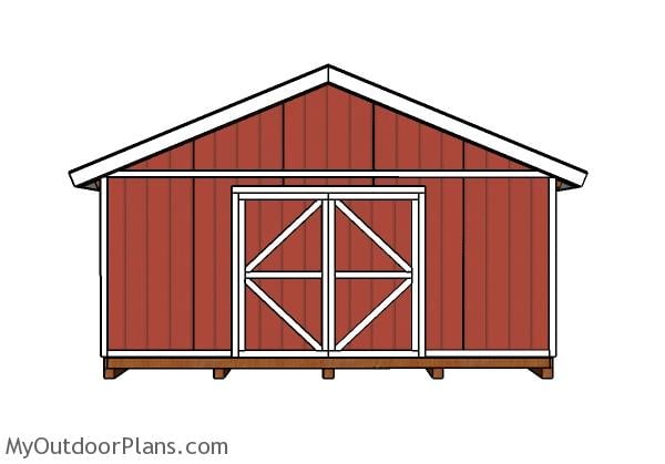 20x20 Shed Plans - Front view