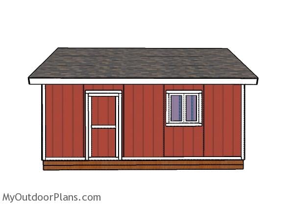 20x20 Shed Plans - Side view with windows