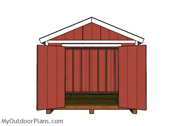 10x10 Gable Shed Plans - Front view