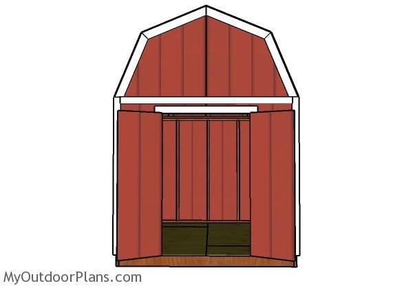 8x10 Gambrel Shed Plans - Front view