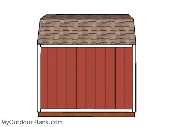 8x10 Gambrel Shed Plans - Side view
