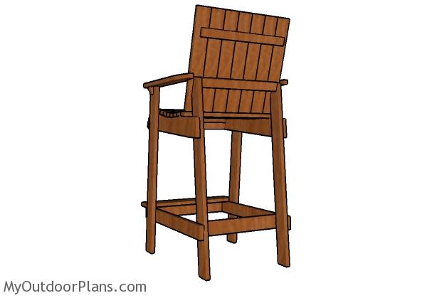 Bar height adirondack chair plans - Back view