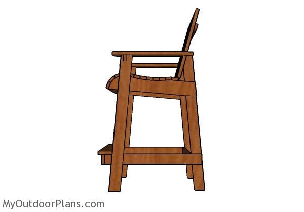 Bar height adirondack chair plans - Side view