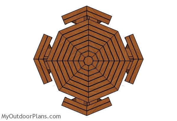 Octagonal picnic table plans - Top view