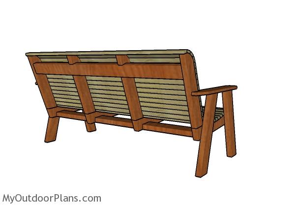 Outdoor bench plans - Back view