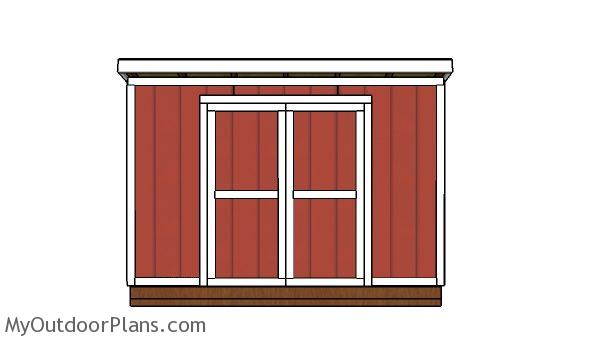 10x12 Lean to shed Plans - Front view
