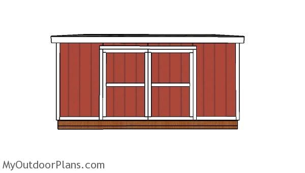 10x16 Lean to shed Plans - front view