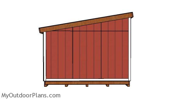 12x12 Lean to shed Plans - side view