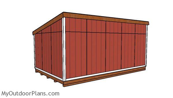 12x20 Lean to shed Plans - back view