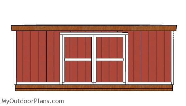 12x20 Lean to shed Plans - front view