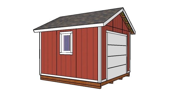 12x12 Shed with garage door plans - Side view