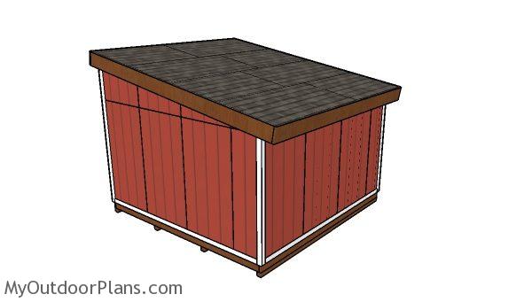 14x14 Lean to shed Plans - Back view