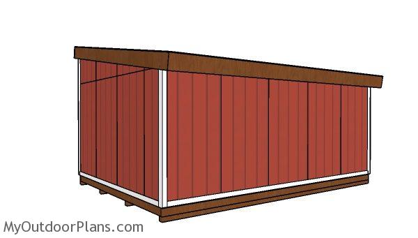 14x20 Lean to shed Plans - back view