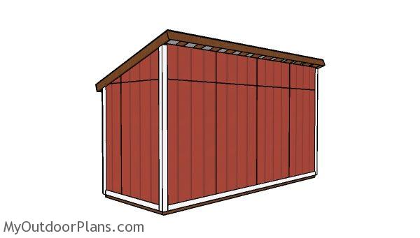 6x16 Lean to Shed Plans - Back view