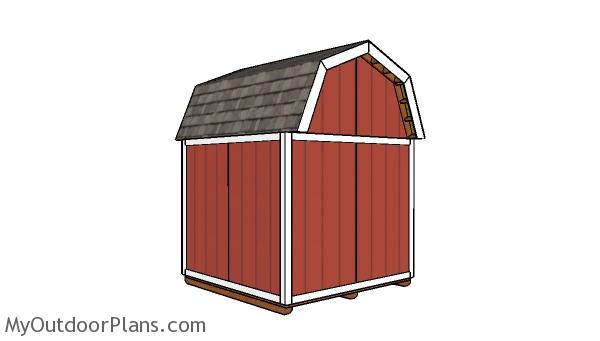 8x8 Gambrel Shed Plans - Back view