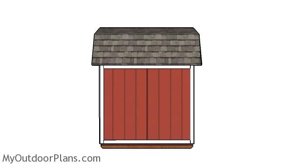 8x8 Gambrel Shed Plans - Side view