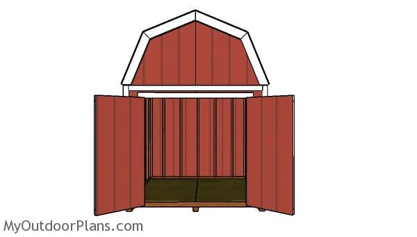 8x8 Gambrel Shed Plans - front view